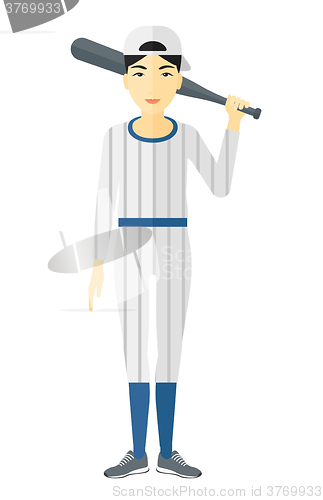 Image of Baseball player standing with bat.