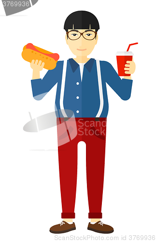 Image of Man with fast food.