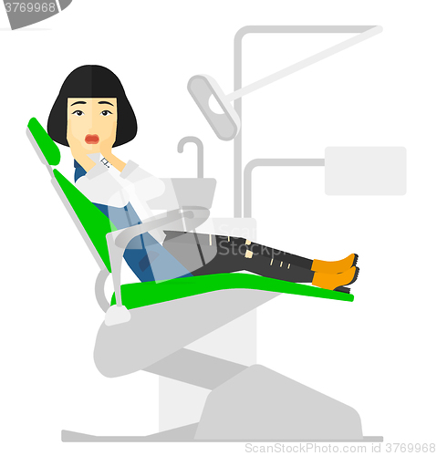 Image of Frightened patient in dental chair.