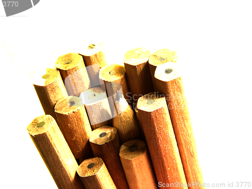 Image of Close-up shot of a bunch of wood pencils