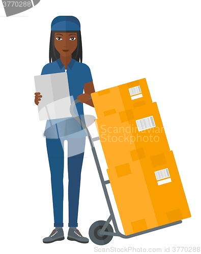 Image of Woman delivering boxes.