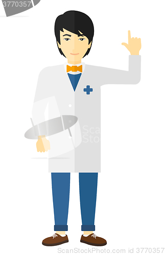 Image of Doctor showing finger up.