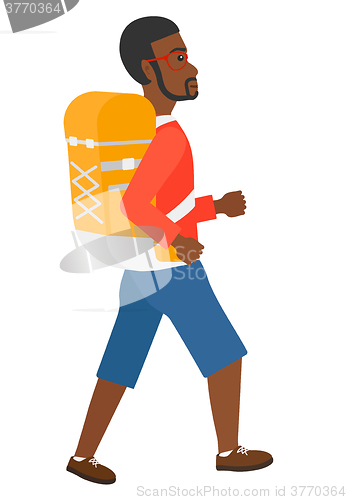 Image of Man with backpack hiking.