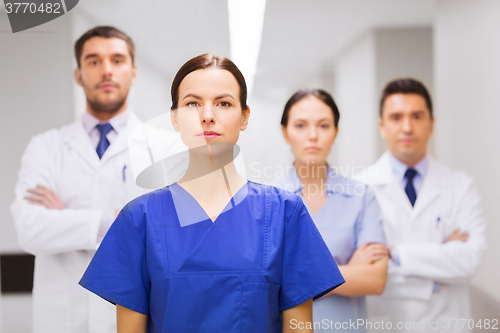 Image of group of medics or doctors at hospital