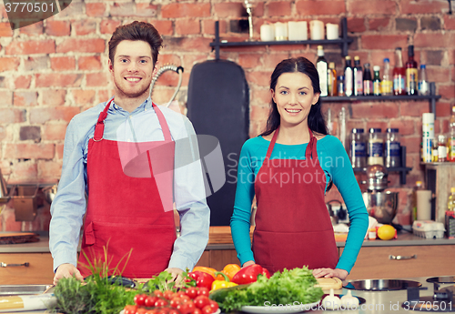 Image of happy couple in kitchen at cooking class