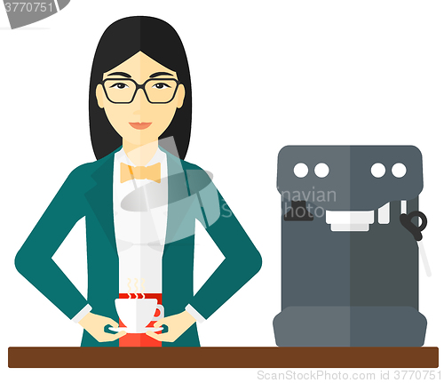 Image of Woman making coffee.