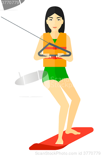 Image of Professional wakeboard sportswoman.