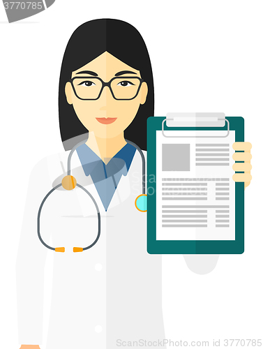 Image of Doctor holding medical notepad.