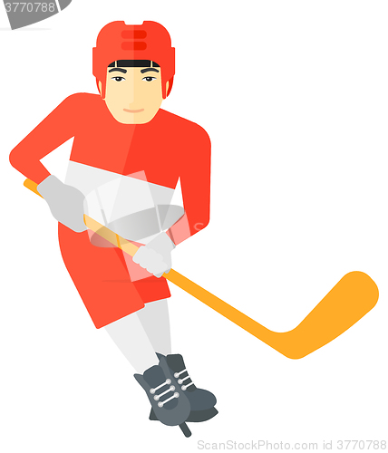 Image of Ice-hockey player with stick.