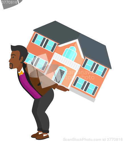 Image of Man carrying house.