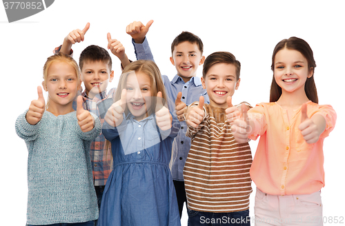 Image of happy children showing thumbs up