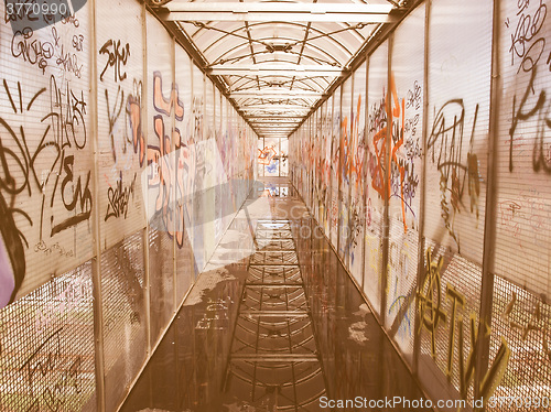 Image of  Bridge with graffiti vintage