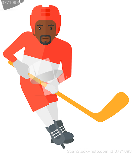 Image of Ice-hockey player with stick.