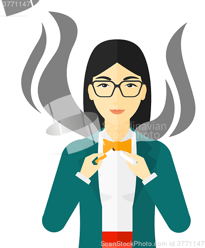 Image of Woman quit smoking.