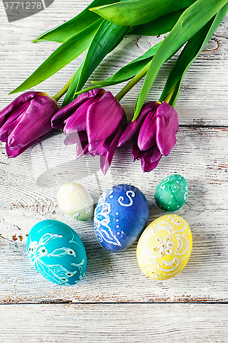 Image of Easter composition with flowers