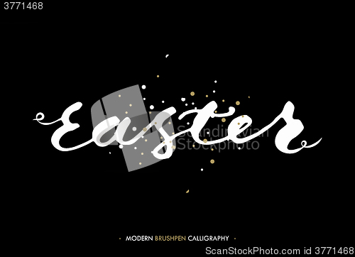 Image of Happy Easter lettering write with brush pen