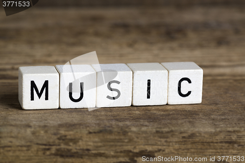 Image of The word music written in cubes