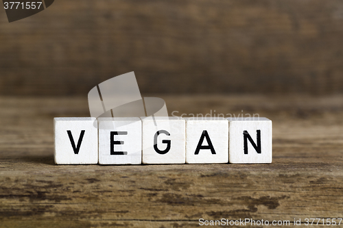 Image of The word vegan written in cubes