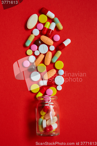 Image of Close up of many colorful pills