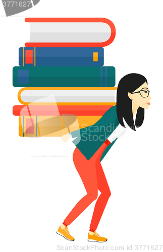 Image of Woman with pile of books.