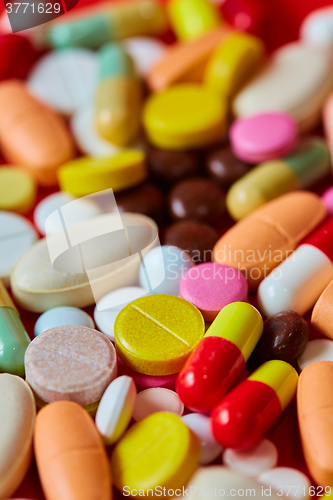 Image of Close up of many colorful pills