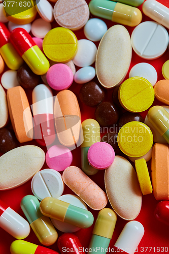 Image of Close up of many colorful pills