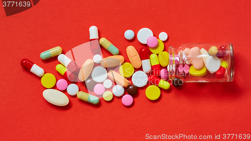 Image of Close up of many colorful pills