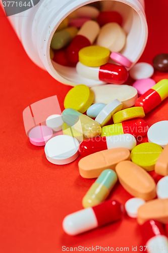 Image of Close up of many colorful pills
