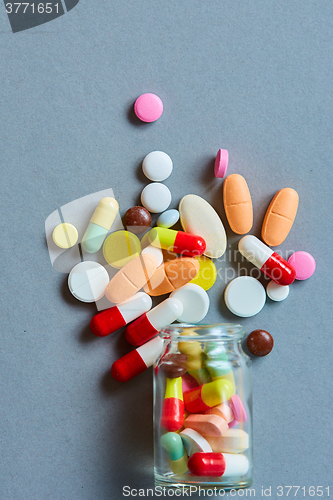 Image of Close up of many colorful pills