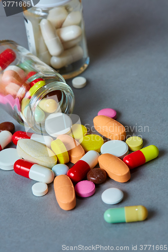 Image of Close up of many colorful pills