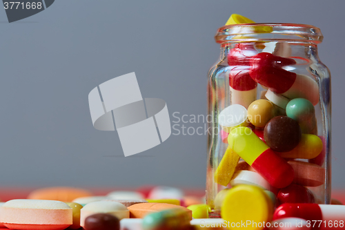 Image of Close up of many colorful pills