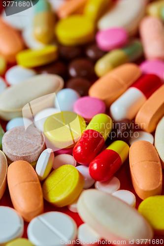 Image of Close up of many colorful pills