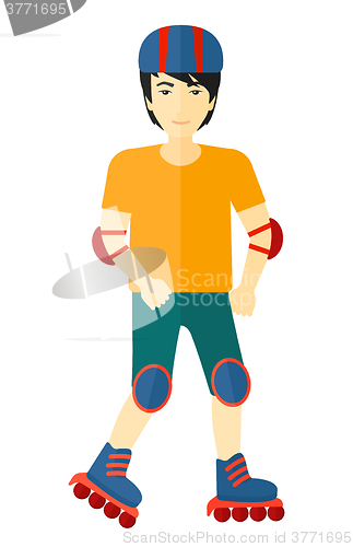 Image of Sporty man on roller-skates.