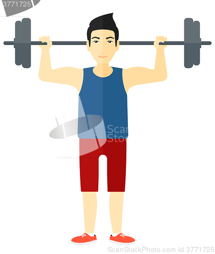 Image of Man lifting barbell.