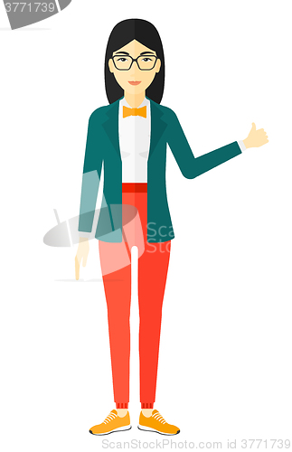 Image of Woman showing thumbs up.