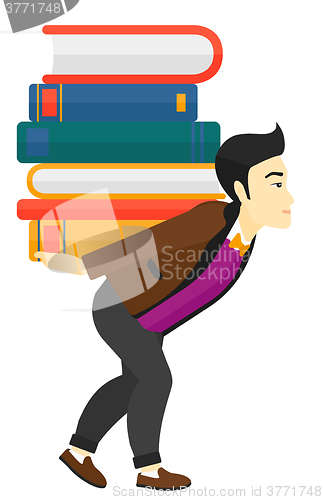 Image of Man with pile of books.