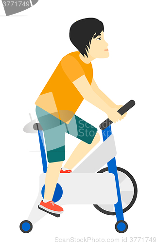 Image of Man doing cycling exercise.