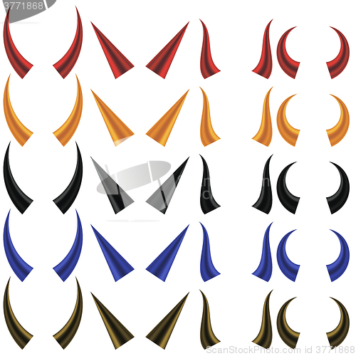 Image of Set of Different Colorful Horns