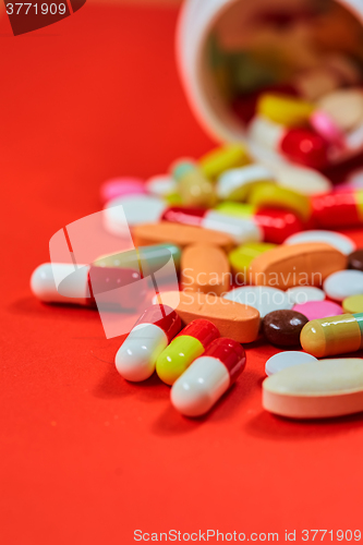 Image of Close up of many colorful pills