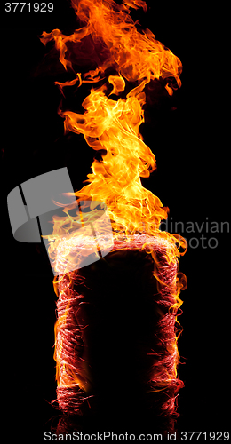 Image of burning yarn coil