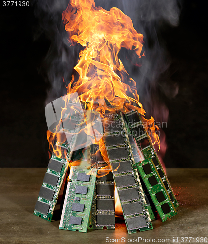 Image of burning pile of RAM