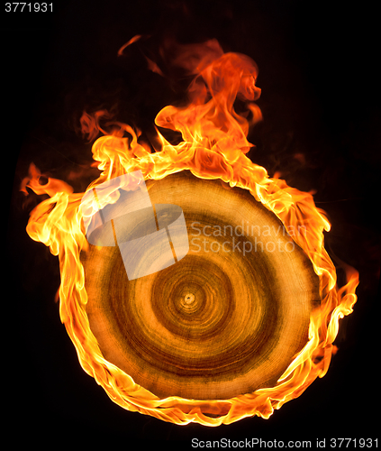 Image of burning wooden sheave