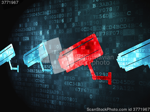 Image of Safety concept: Cctv Camera on digital background