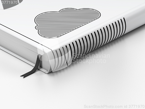 Image of Cloud technology concept: closed book, Cloud on white background