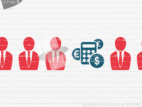Image of Finance concept: calculator icon on wall background