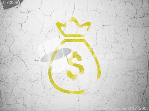 Image of Currency concept: Money Bag on wall background