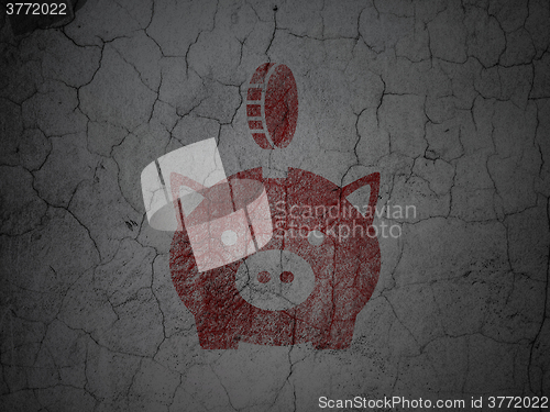 Image of Money concept: Money Box With Coin on grunge wall background