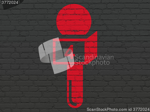 Image of News concept: Microphone on wall background