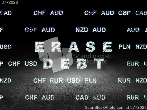 Image of Business concept: Erase Debt in grunge dark room