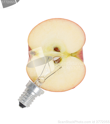 Image of Apple lightbulb, concept of green energy